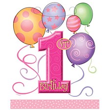 1st Birthday Balloons Pink Loot Bags