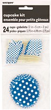 Royal Blue  Dots Cupcake Kit for 24