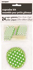 Lime Green Dots Cupcake Kit for 24