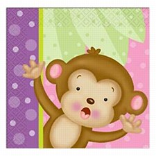 Baby Girl Monkey Bev. Napkins