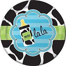 9"Baby Cow Print Boy Plates