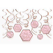 Metallic Blush Birthday Swirl Decorations