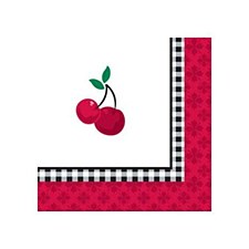 Cherry Gingham Bev. Napkin