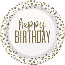 Confetti Gold Birthday 9"Plate
