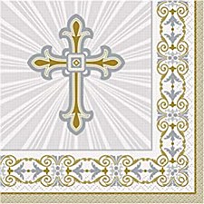 Radiant Cross Silver & Gold Lunch Napkins