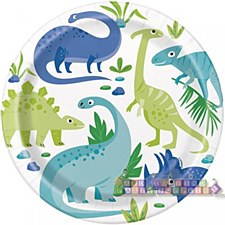 9"Blue & Green Dinosaur Plates