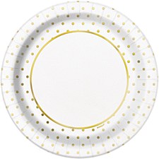 Elegant Gold Dots Lunch Plate