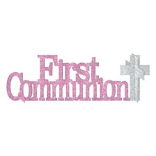 Pink Glitter First Communion Centerpiece