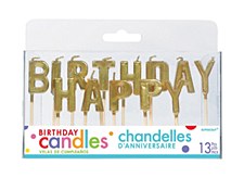 Gold Happy Birthday Candles