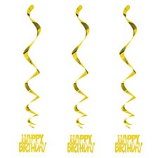 Gold Happy Birthday Swirls