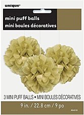 3 Gold Mini Puff Balls