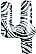 34" Number "4" Balloon - Zebra 34" Number "4" Balloon - Zebra