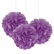 3 Pretty Purple Mini Puff Balls