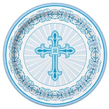 9"Radiant Cross Blue Plates