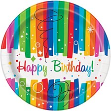 Rainbow Ribbons Birthday 7" Plates