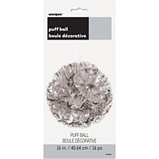 16" Puff Ball- Silver Foil