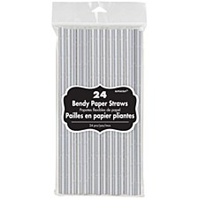 24 Foil Silver Paper Straws