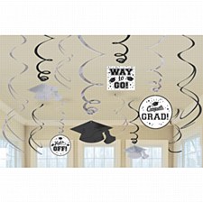 White Graduation Swirl Decorations
