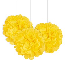 3 Yellow Mini Puff Balls