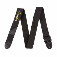 Fender Black Polyester Strap With Yellow Fender Logo
