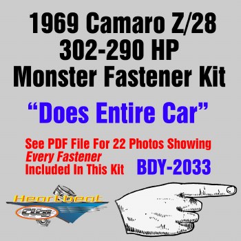 1969 Camaro Z/28 302-290 HP Monster Fastener Kit With Standard Interior