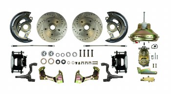 1967 1968 1969 Camaro Power Front Wheel Disc Brakes Conversion Kit with 11&quot; Brake Booster Master Cylinder &amp; 2 Black Calipers