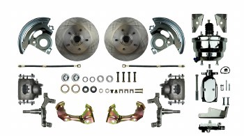 1967 1968 1969 Camaro 2&quot; Drop Power Front Wheel Disc Brake Conversion Kit with 8&quot; Dual Chrome Booster Master Cylinder &amp; 2 Calipers
