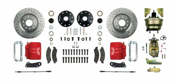 1967 1968 1969 Camaro Power Signature Series Front Big Wheel Disc Brake Conversion Kit Booster 2 Twin Pistons &amp; Red Calipers