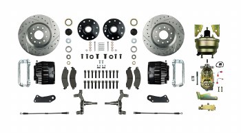 1967 1968 1969 Camaro Drop Power Front Big Wheel Disc Brake Conversion Kit with Booster 2 Black Twin Pistons &amp; Calipers