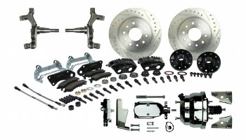 1967 1968 1969 Camaro Drop Power Front Big Wheel Disc Brake Conversion Kit with Chrome Booster 2 Black Twin Pistons &amp; Calipers