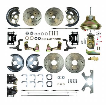 1967 1968 1969 Camaro Non-staggered Power Front Wheel Disc Brake Conversion Kit 11&quot; Brake Booster Master Cylinder &amp; 4 Black Calipers