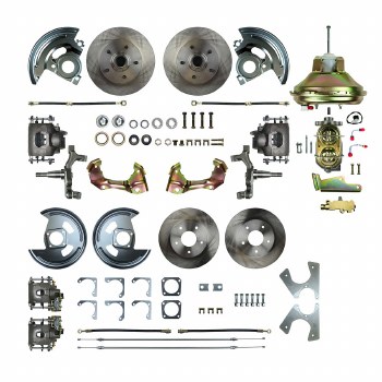 1967 1968 1969 Camaro Non-staggered 2&quot; Drop Power Front Wheel Disc Brake Conversion Kit 11&quot; Booster Spindles &amp; 4 Calipers