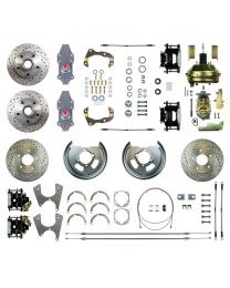 1968 1969 Camaro Staggered 2&quot; Drop Power Front Wheel Disc Brake Conversion Kit 11&quot; Booster Spindles &amp; 4 Black Calipers