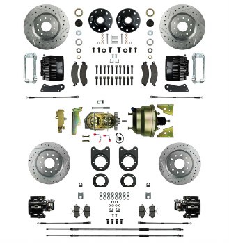 1967 Camaro Power Big Wheel Disc Brake Conversion Kit Brake Booster 4 Black Twin Pistons &amp;  Calipers