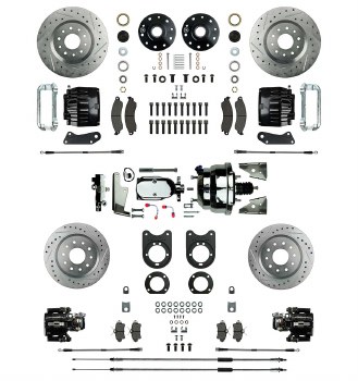 1967 Camaro Power Big 4 Wheel Disc Brake Conversion Kit Chrome Booster 4 Black Twin Pistons &amp; Calipers