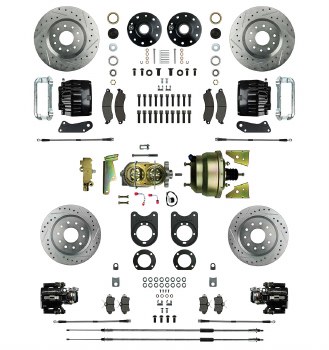 1968 1969 Camaro Power Big 4 Wheel Disk Brake Conversion Kit Brake Booster 4 Black Twin Pistons &amp; Calipers
