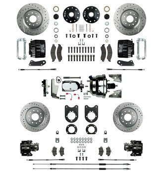 1968 1969 Camaro Power Big 4 Wheel Disc Brake Conversion Kit Chrome Booster 4 Black Twin Pistons &amp; Calipers