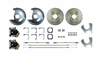 1968 1969 Camaro Staggered Rear Wheel Disc Brake Conversion Kit 10 12 Bolt Pattern Black Calipers &amp; E-Brake