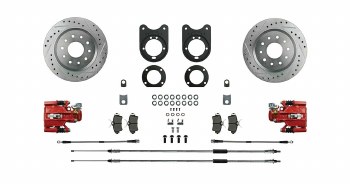 1967 Camaro Signature Series Big Rear Wheel Disc Brake Conversion Kit Red Twin Pistons &amp; Calipers