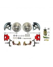 1967 1968 1969 Camaro Manual Front Wheel Disc Brake Conversion Kit Master Cylinder Valve 2 Red Calipers &amp; 2 Rotors