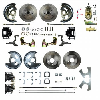 1967 1968 1969 Camaro Manual Signature Series Front Big Wheel Disc Brake Conversion Kit Chrome Master Cylinder 2 Twin Pistons &amp; Red Calipers