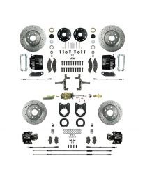 1967 Camaro Non-staggered Manual 4 Wheel Disc Brake Conversion Kit Master Cylinder 4 Black Calipers &amp; 4 Rotors