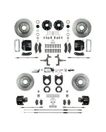 1967 Camaro Non-staggered Manual 4 Wheel Disc Brake Conversion Kit Chrome Master Cylinder 4 Black Cylinders &amp; 4 Rotors
