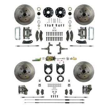 1967 Camaro Non-staggered 2&quot; Drop Manual 4 Wheel Disc Brake Conversion Kit Master Cylinder Spindles &amp; 4 Calipers