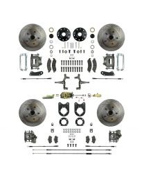 1968 1969 Camaro Staggered 2&quot; Drop Manual 4 Wheel Disc Brake Conversion Kit Master Cylinder Spindles &amp; 4 Calipers