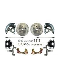 1967 1968 1969 Camaro 2&quot; Drop Front Wheel Disc Brake Conversion Kit 2 Black Calipers Drilled Slotted Rotors &amp; Spindles