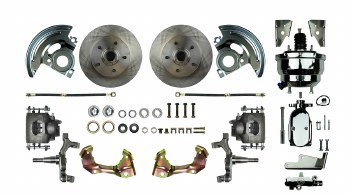 1964 1965 1966 Chevelle 2&quot; Drop Power Front Wheel Disc Brake Conversion Kit with 8&quot; Dual Chrome Booster Master Cylinder &amp; 2 Calipers