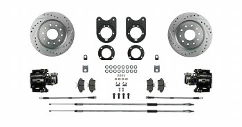 1964-1977 Chevelle Staggered Signature Series Rear Wheel Disc Brake Conversion Kit 10 12 Bolt &amp; Black Twin Piston Calipers