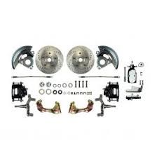 1964-1972 Chevelle Manual Front Wheel Disc Brake Conversion Kit with Chrome Master Cylinder 2 Black Calipers &amp; 2 Rotors