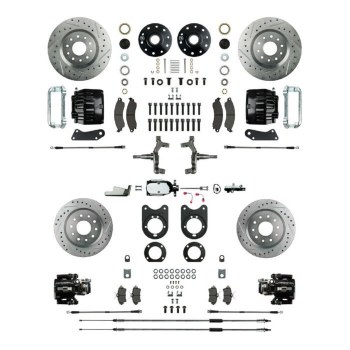 1964-1972 Chevelle Non-Staggered Manual 4 Wheel Disc Brake Conversion Kit Chrome Master Cylinder 4 Calipers &amp; 4 Rotors